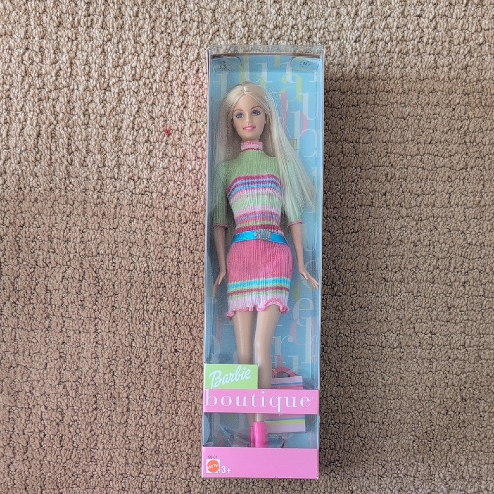 2002 Barbie Boutique Doll with Pink and Green Dress